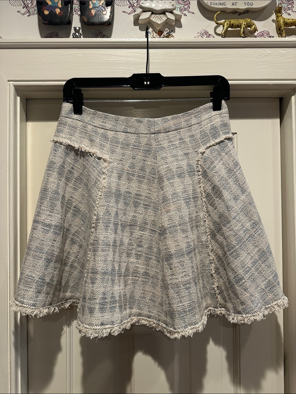 Rebecca Taylor Light Gray and Cream Tweed Skater Skirt